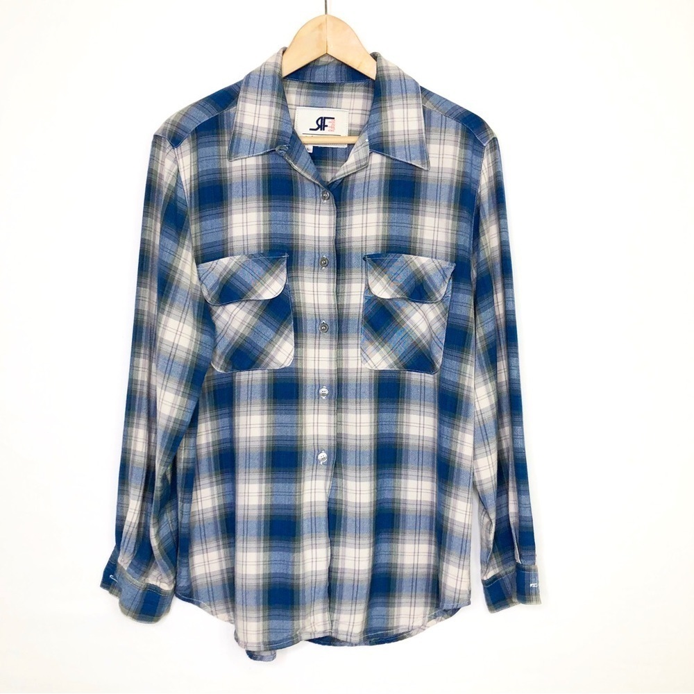 Rafaella Jeans plaid flannel button down shirt